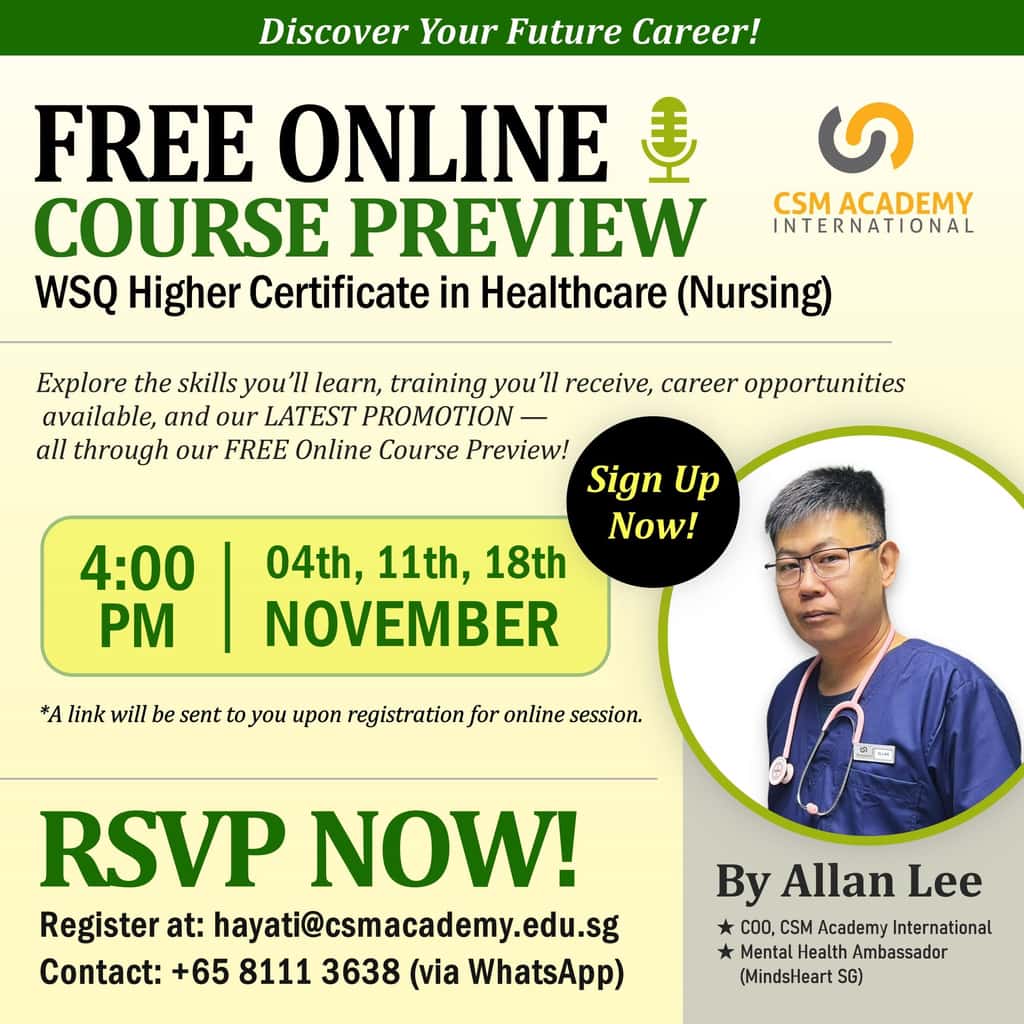 WSQ Higher Certificate in Healthcare (Nursing) Nov 2026 Course Preview Dates Announced